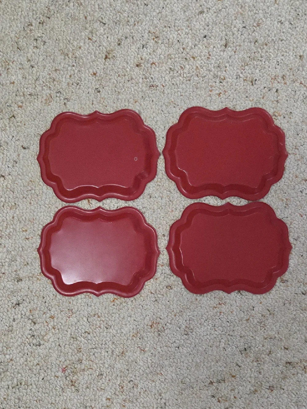 Hand Painted Red Toleware Trays